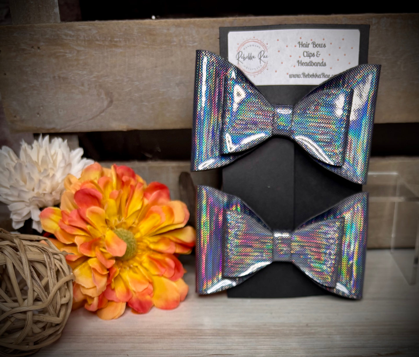 204- Double Black Holographic Hairbows