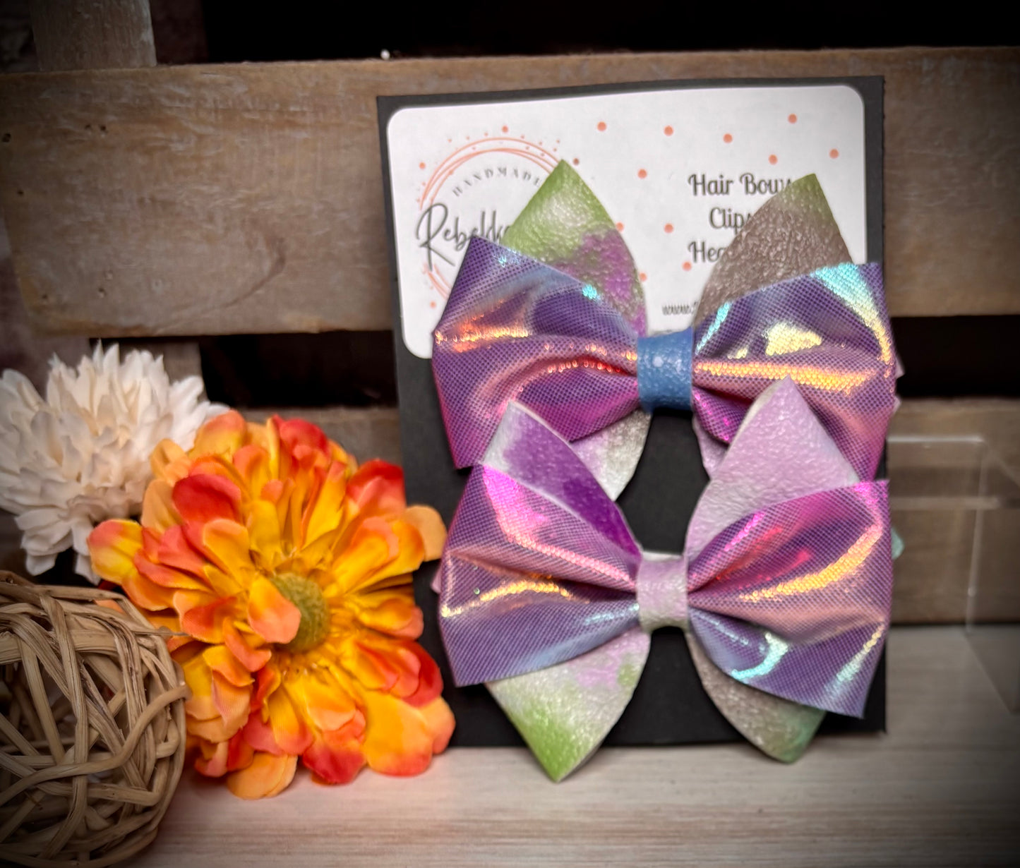 207- Purple/Green Double Hairbows