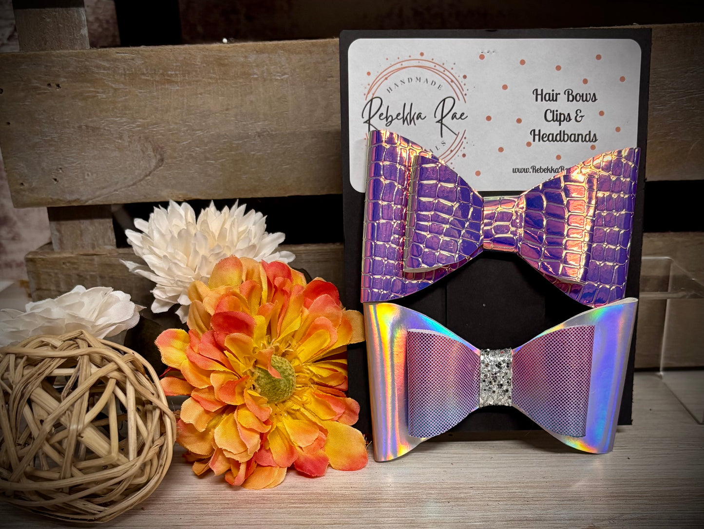 243- Purple & Textured Holographic Hairbows
