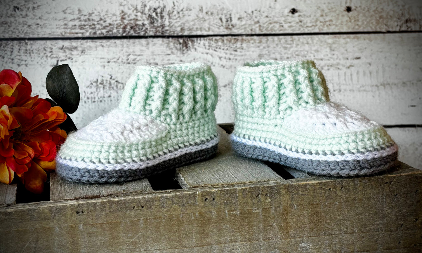 Mint, Ivory and Gray Baby 3-6 Months