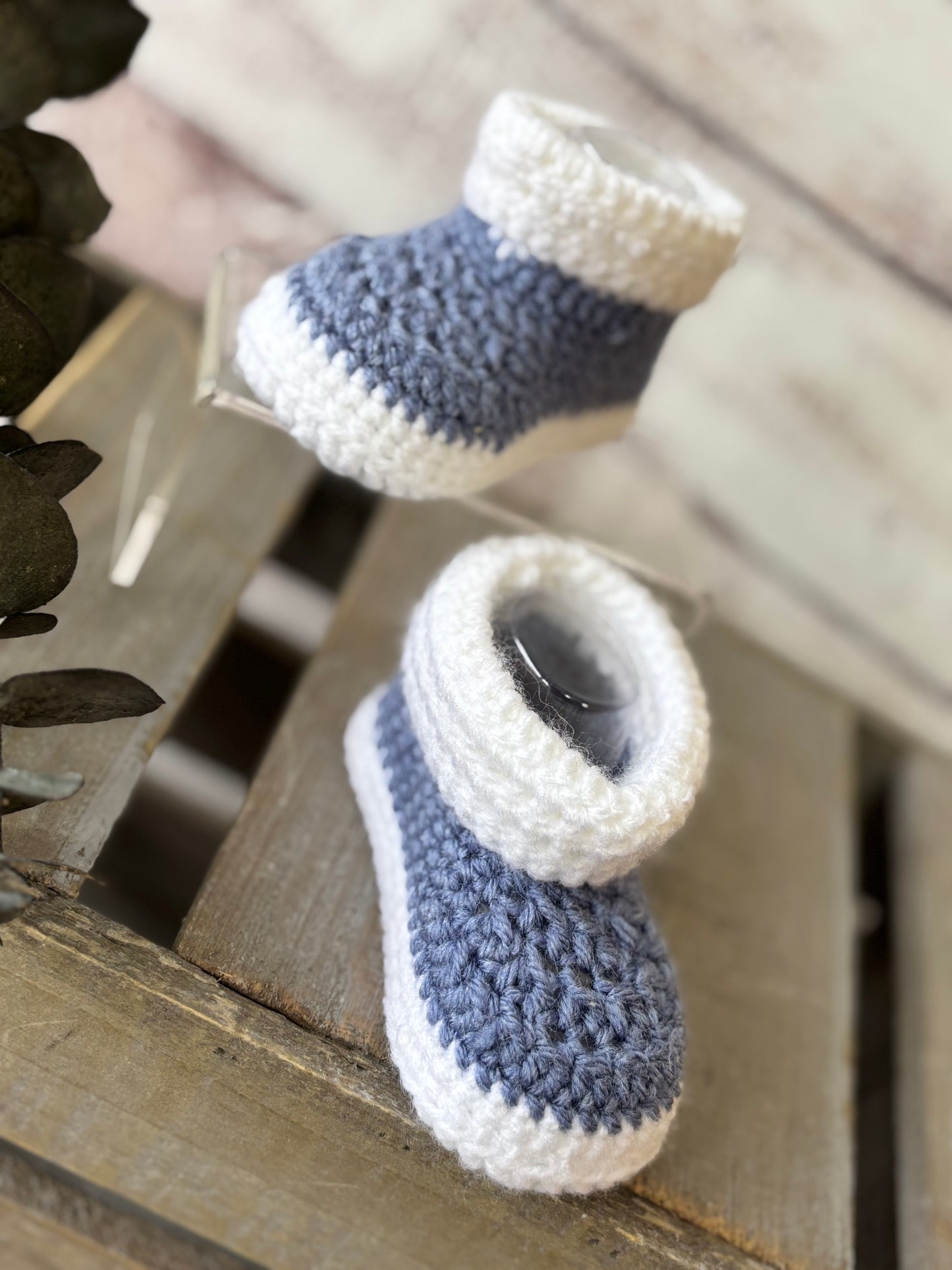 Blue/White Baby Shoes- 0-3 Months