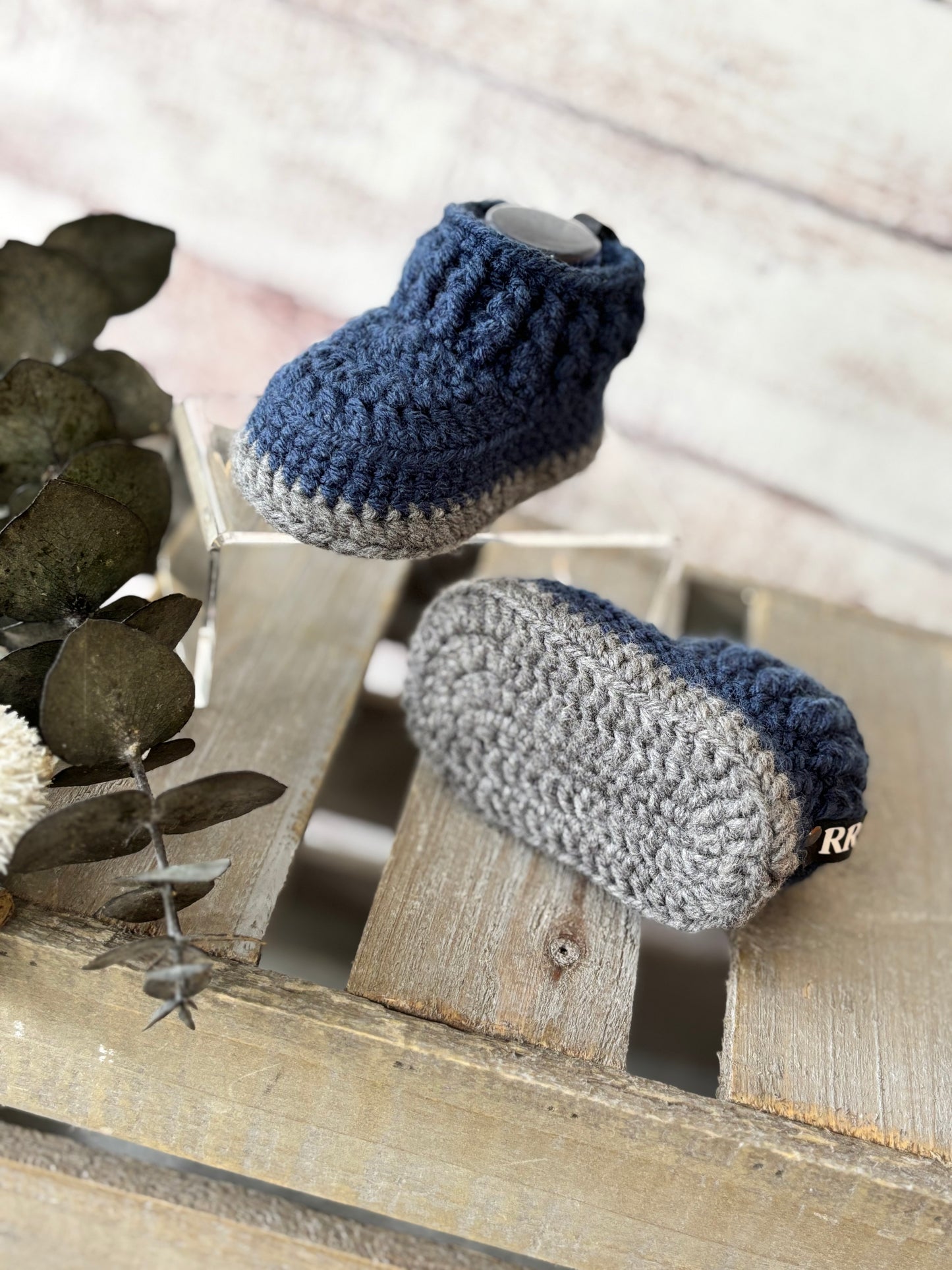 Navy/Gray Baby Shoes 0-3 Months
