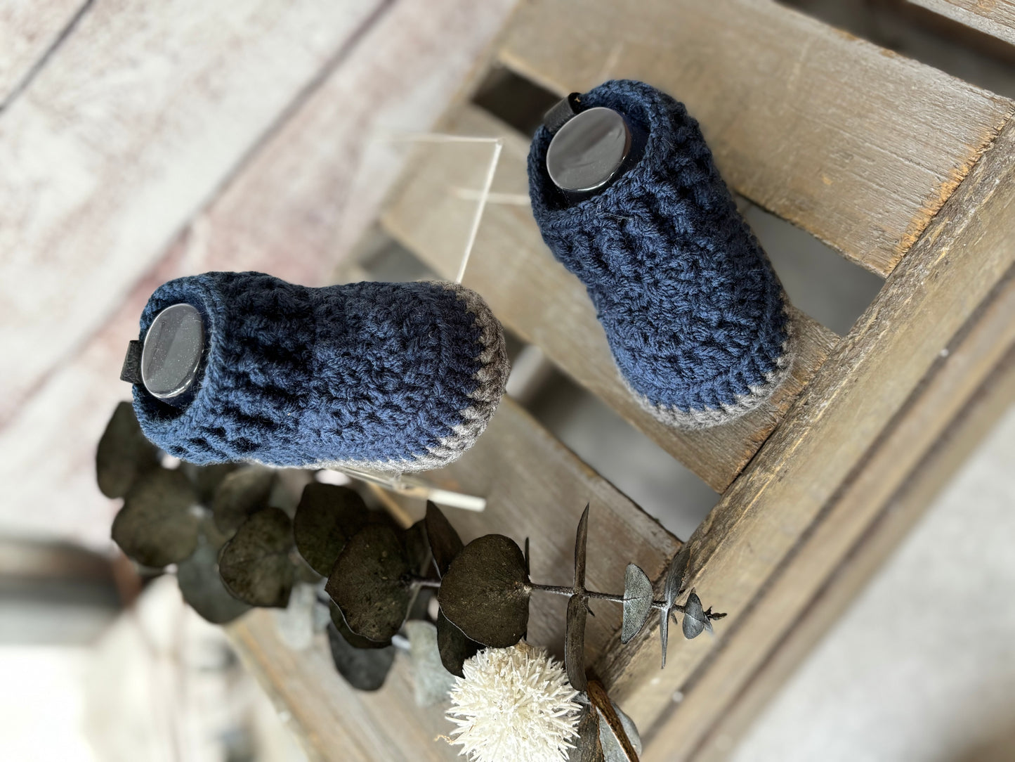 Navy/Gray Baby Shoes 0-3 Months