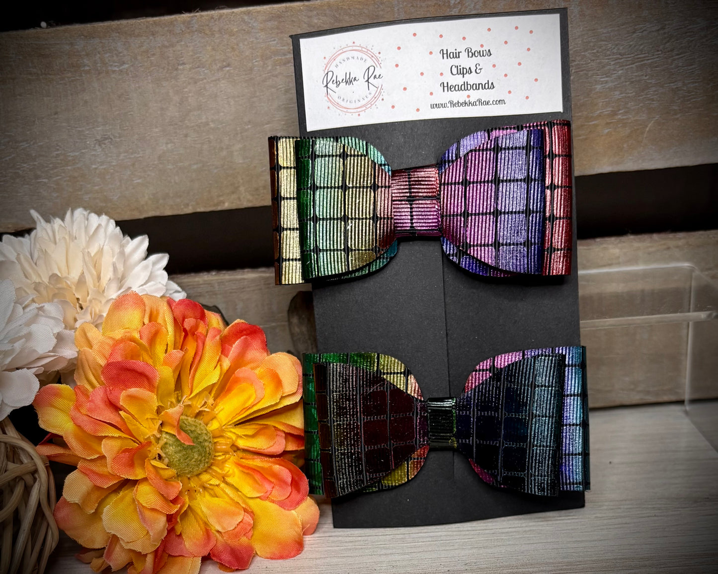 223- Small Black Rainbow Hairbows