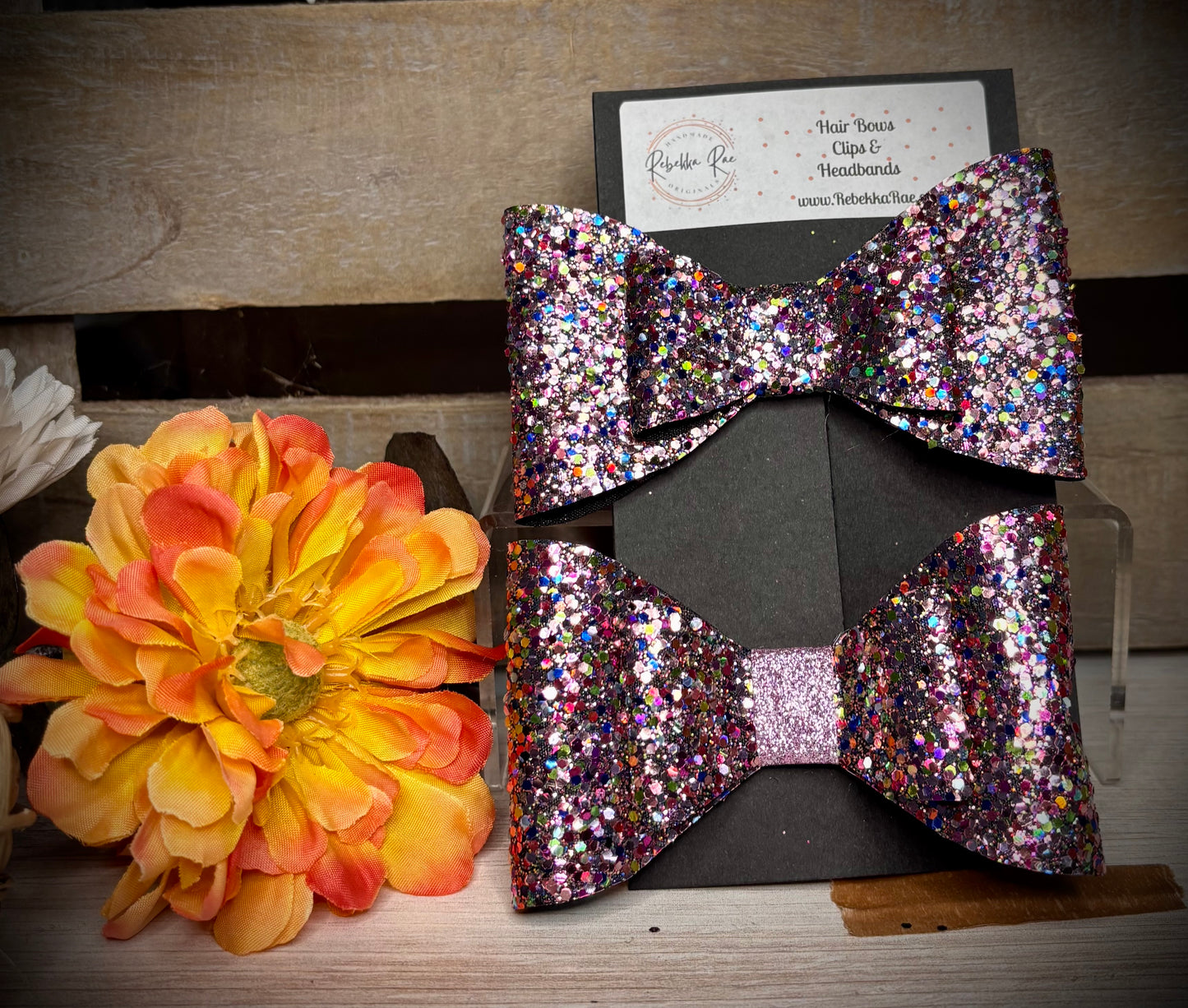 111- Pink Confetti Glitter Hairbows