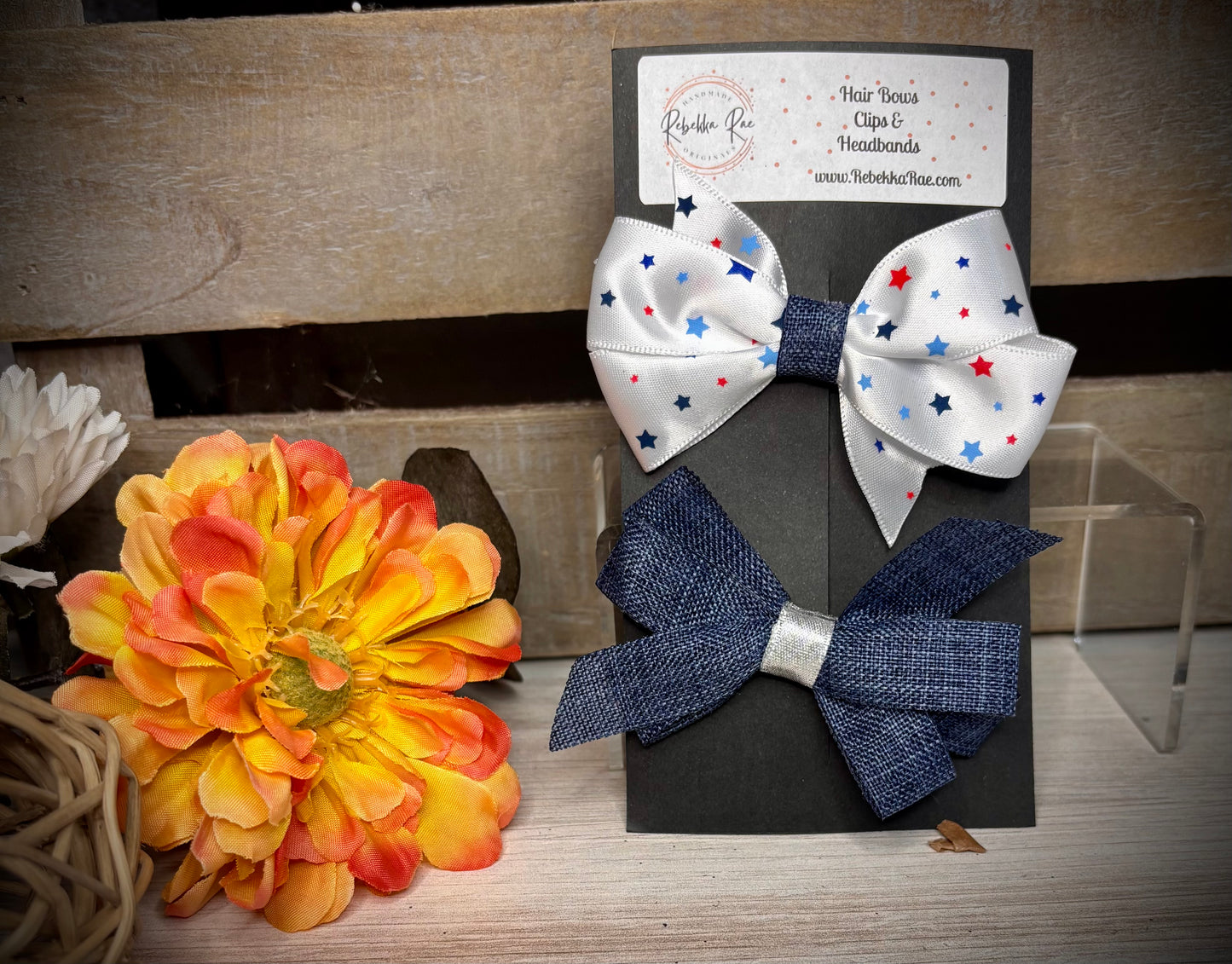126- Denim & Stars Piggy Hairbows