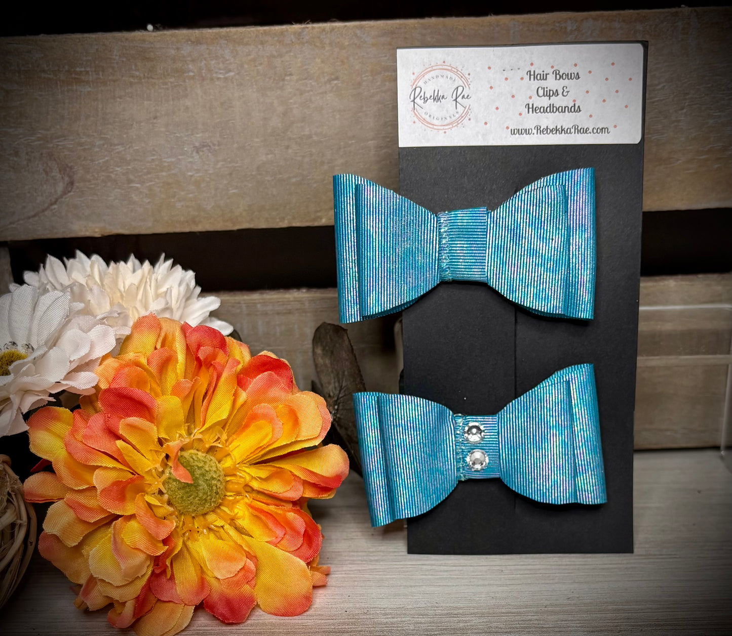 254- Blue Peacock Piggy Hairbows