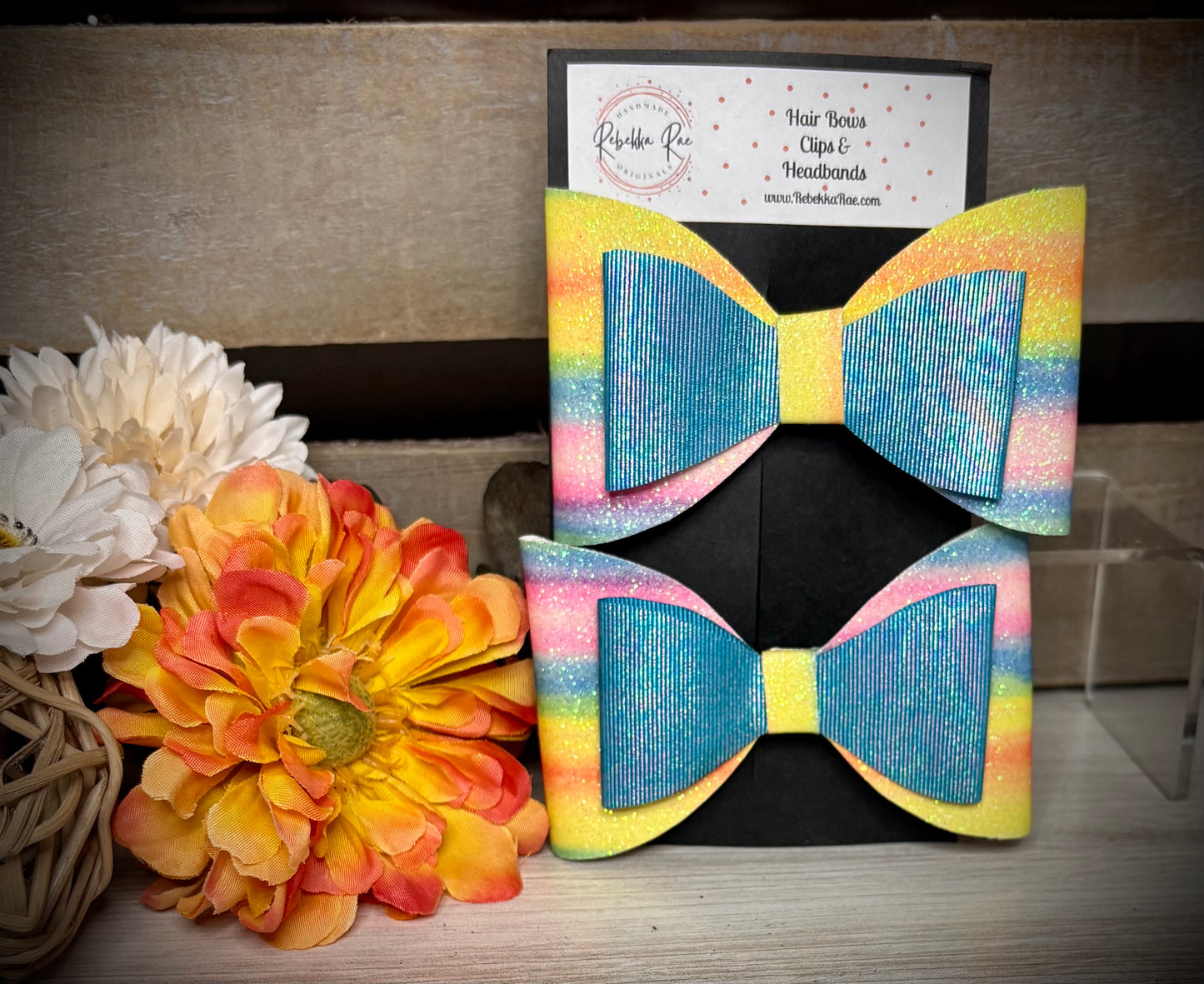 212- Yellow Pastel and Peacock Hairbow