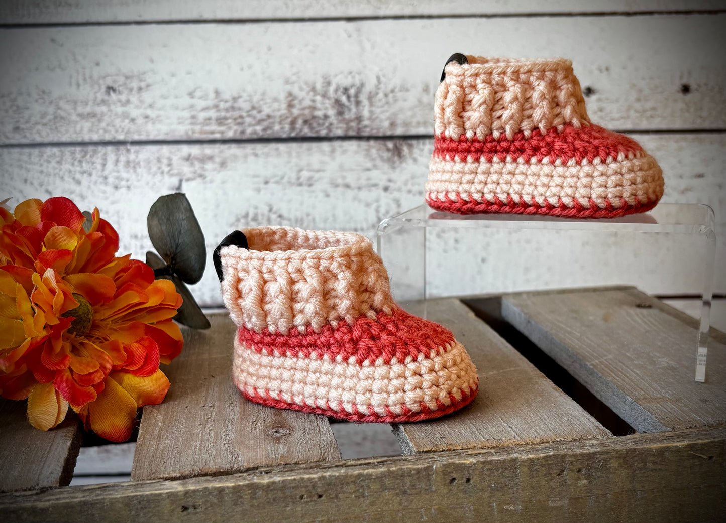 Peach/Rust Baby Shoes Newborn