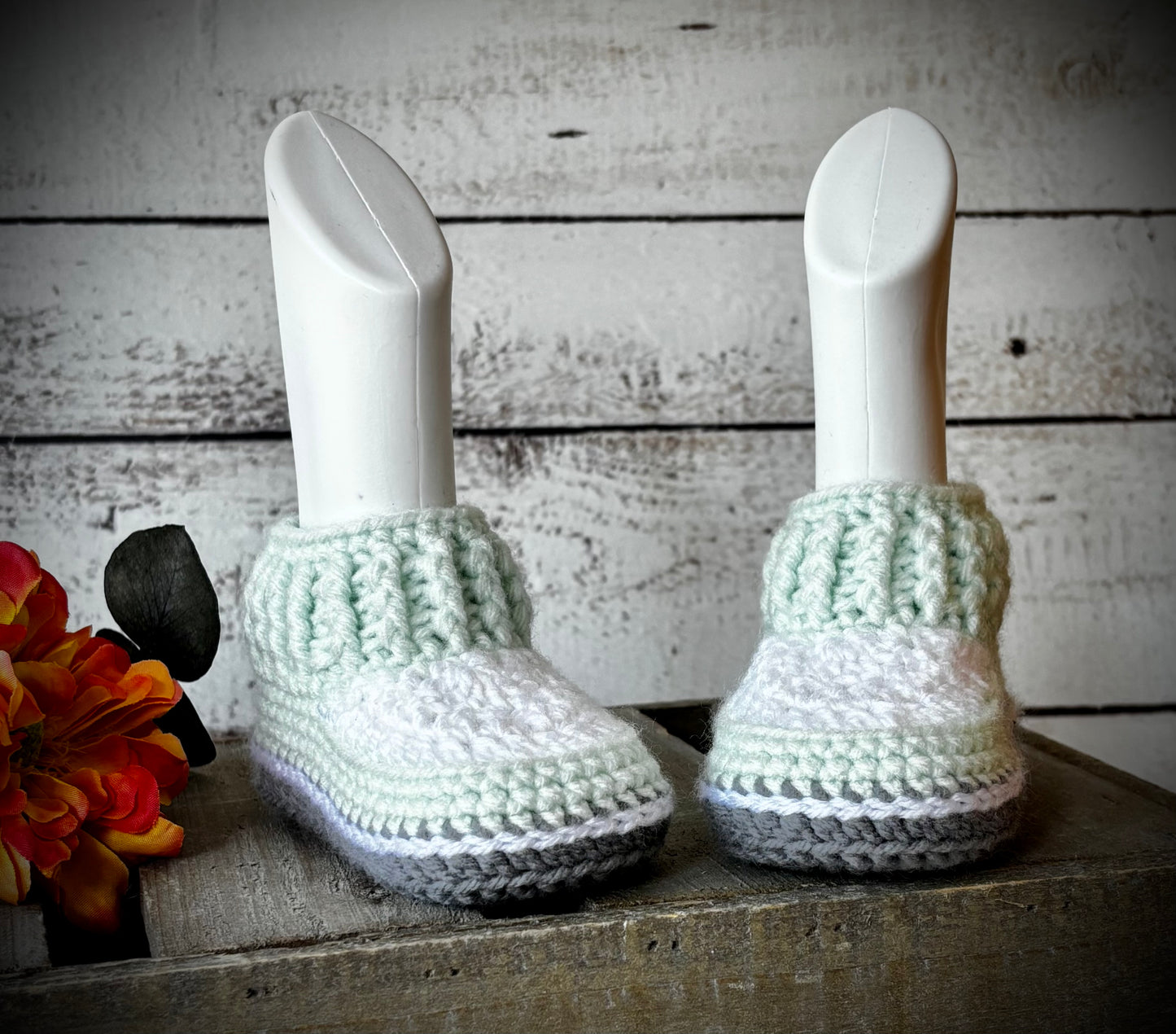 Mint, Ivory and Gray Baby 3-6 Months