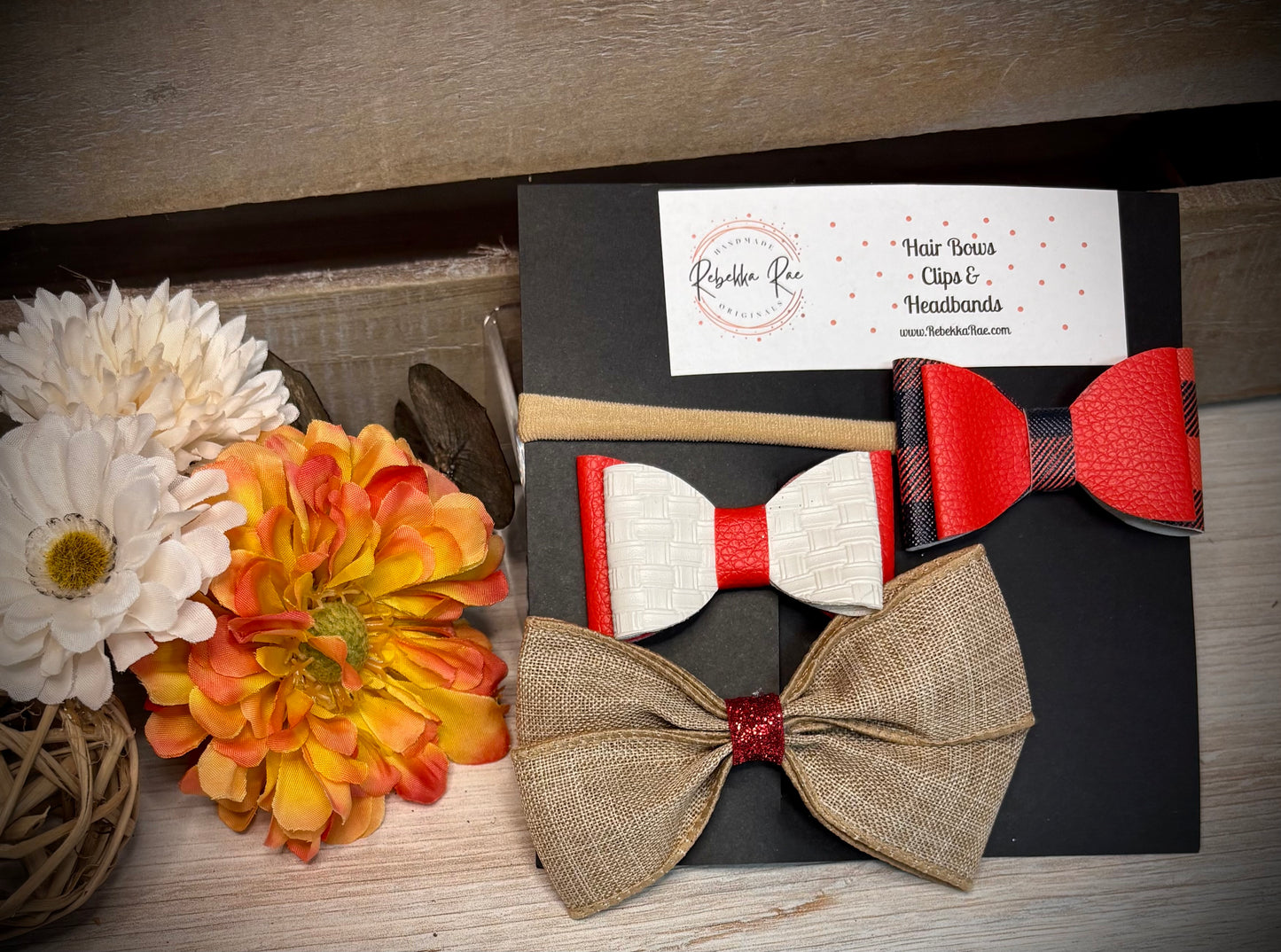 274- Red Burlap Hairbows and Headband