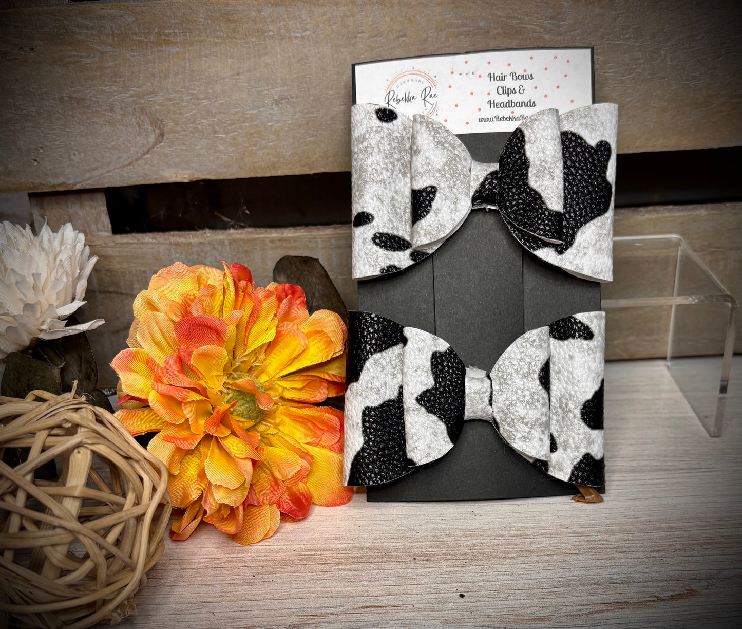 152- Double Cow Print Hairbows