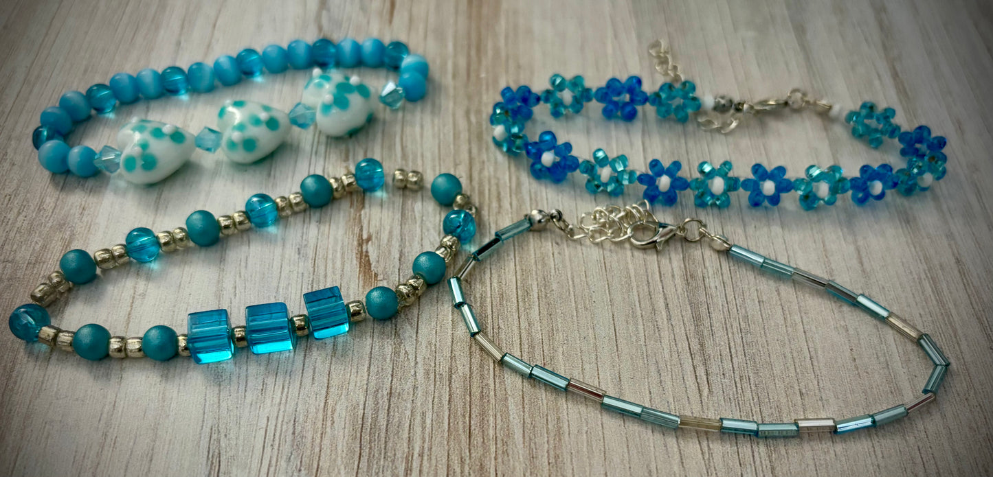 12- Blue Heart Bracelet Set