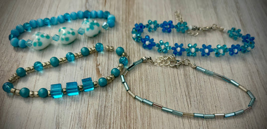 12- Blue Heart Bracelet Set