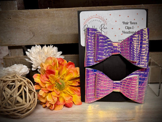 241- Textured Purple Holographic Hairbows