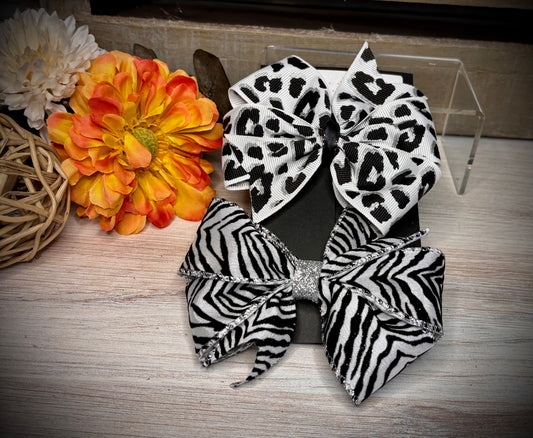 159- Black/White Zebra & Leopard Hairbows
