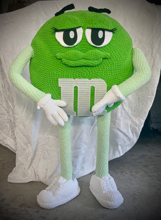 Green M&M standing character