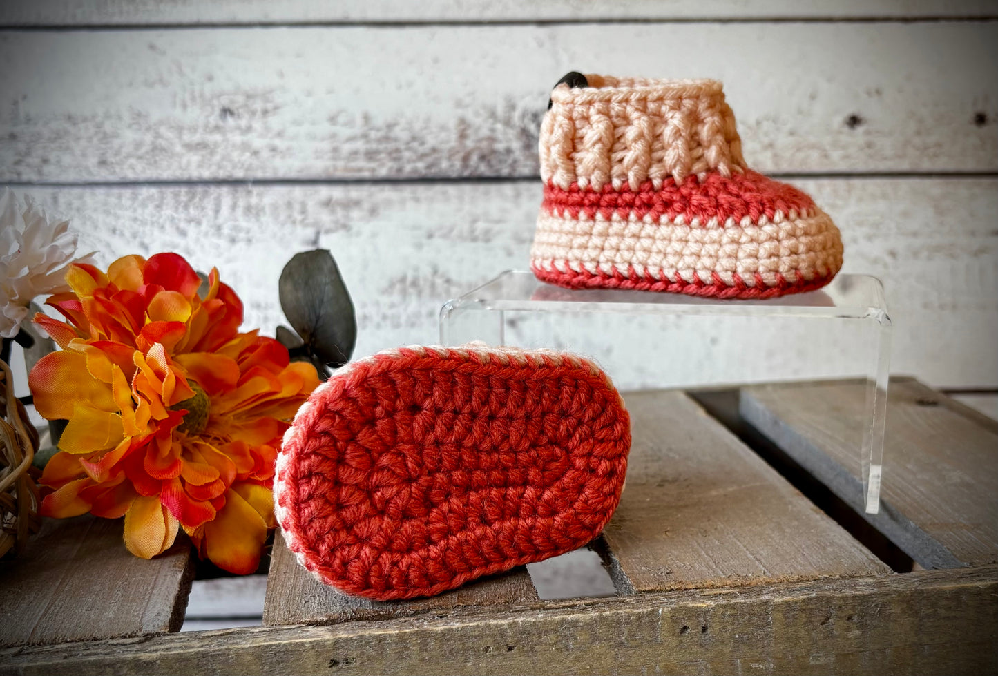 Peach/Rust Baby Shoes Newborn