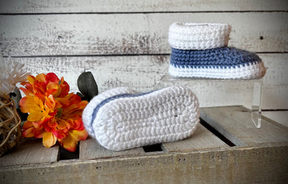 Blue/White Baby Shoes- 0-3 Months