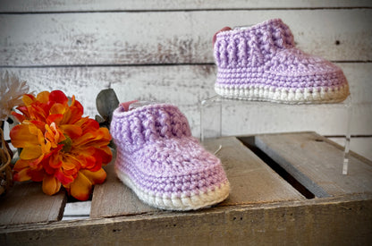 Lavender/White Baby Shoes 3-6 Months
