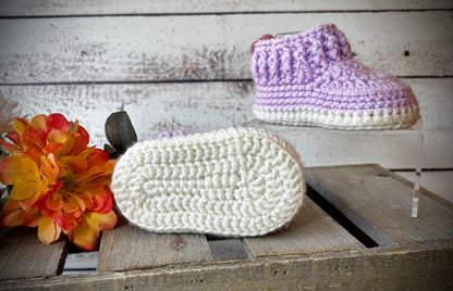 Lavender/White Baby Shoes 3-6 Months