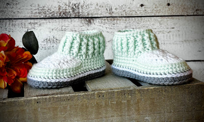 Mint, Ivory and Gray Baby 3-6 Months