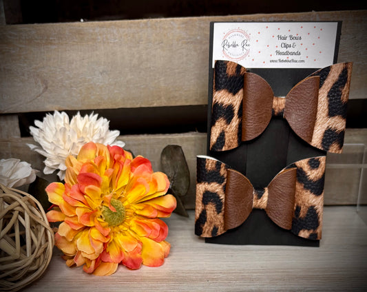 238- Double Leopard & Brown Hairbows
