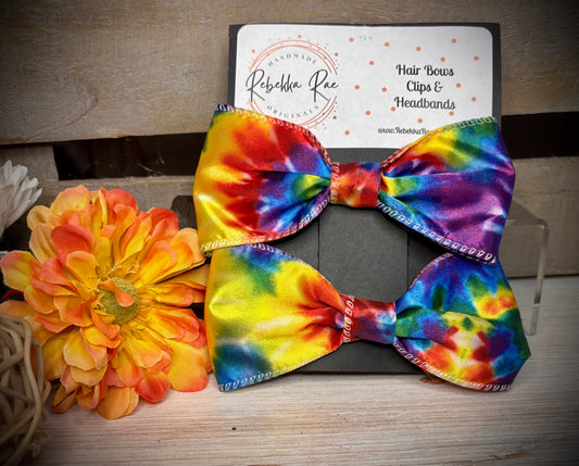 129- Rainbow Tie Dye Single Hairbows
