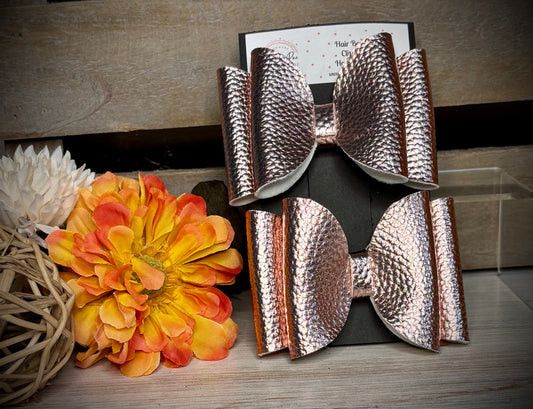 165- Double Rose Gold Faux Leather Hairbows
