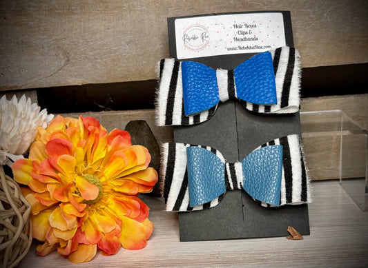164- Double Blues & Zebra Hairbows