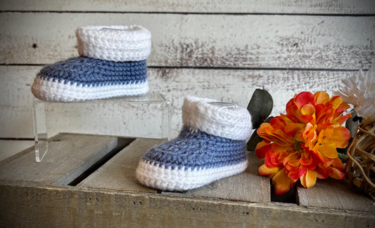 Blue/White Baby Shoes- 0-3 Months