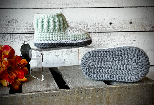 Mint, Ivory and Gray Baby 3-6 Months