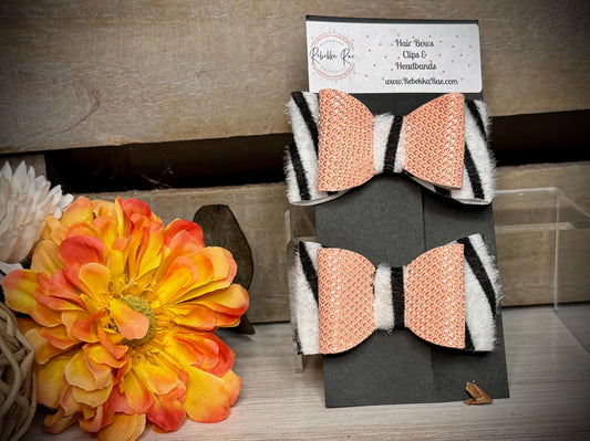163- Textured Pink & Zebra Hairbows