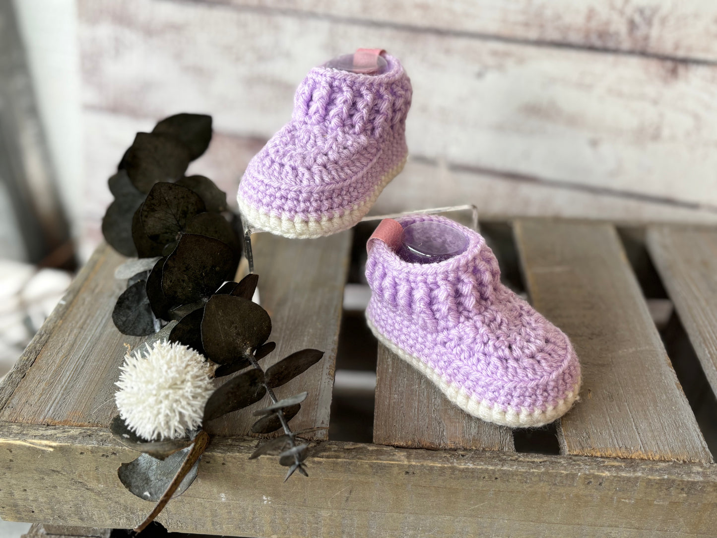 Lavender/White Baby Shoes 3-6 Months
