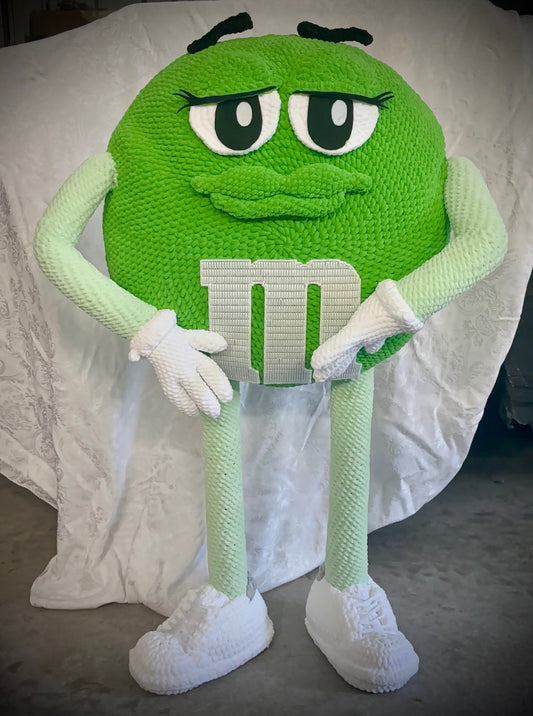 Green M&M standing character