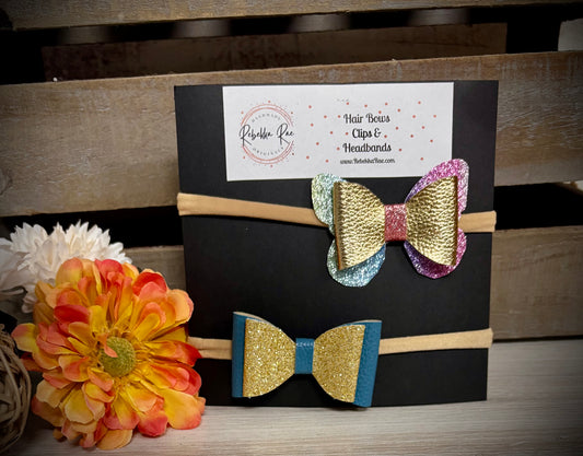 290- Blue/Gold Butterfly Headbands