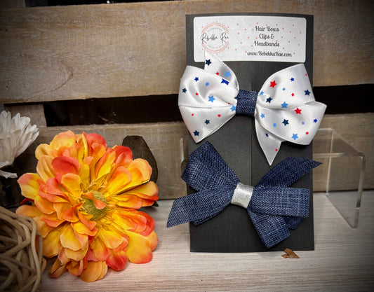 126- Denim & Stars Piggy Hairbows