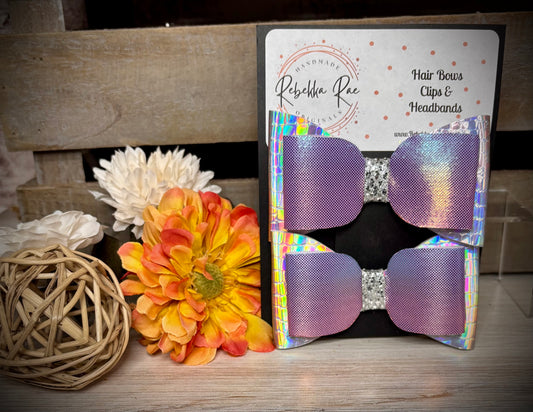 242- Double Purple Holographic Hairbows