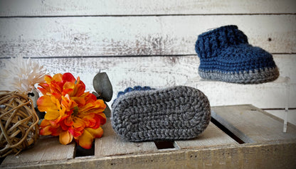 Navy/Gray Baby Shoes 0-3 Months