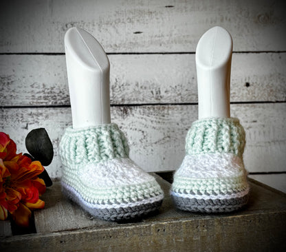 Mint, Ivory and Gray Baby 3-6 Months