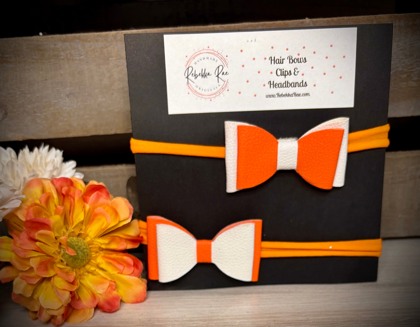 281- Neon Orange/White Headbands