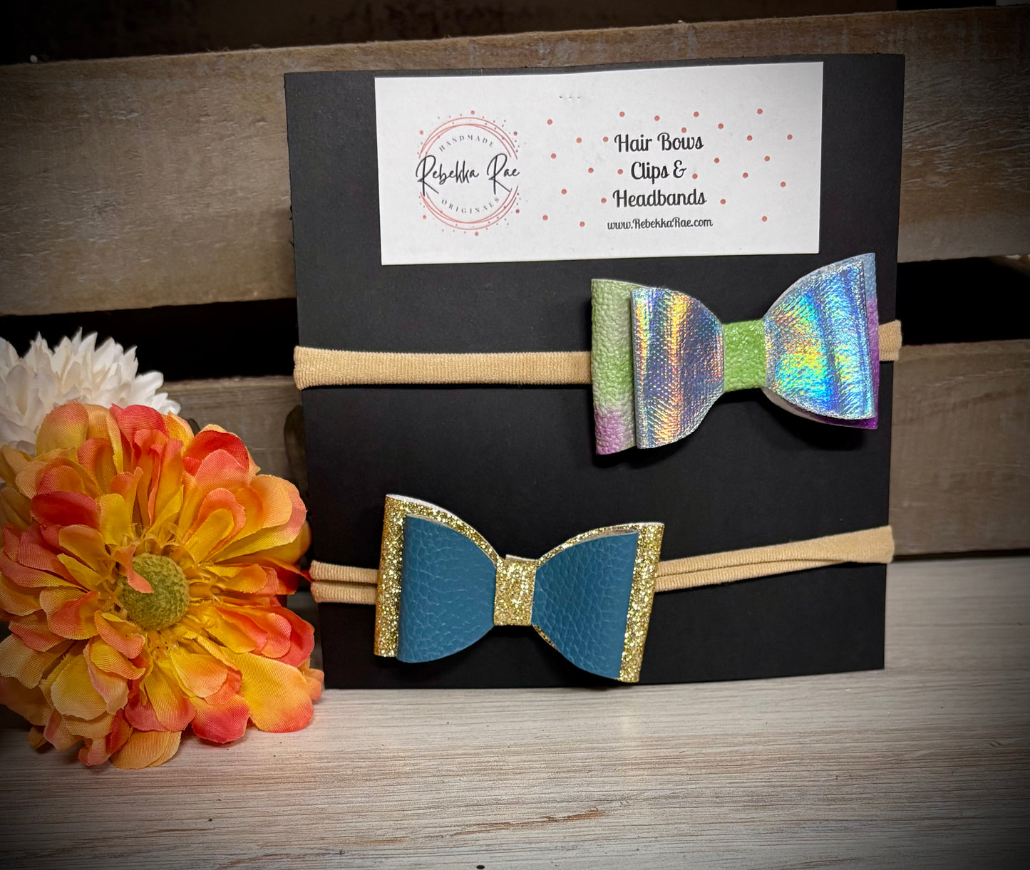 261- Blue/Gold & Holographic Headbands
