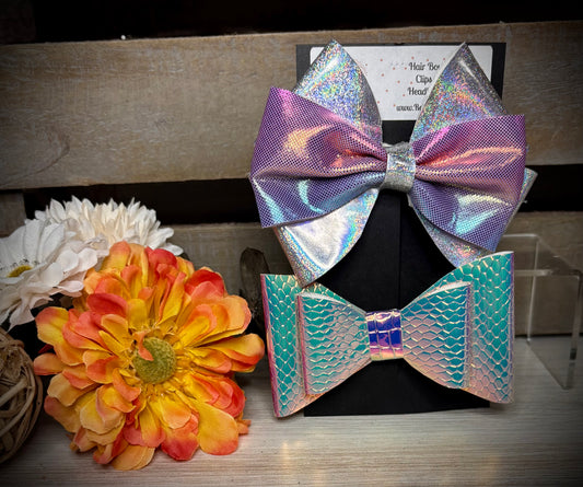 247- Purple/Prism & Textured Double Holographic Hairbows