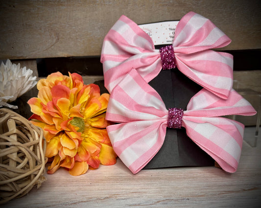 118- Pink Stripe Hairbows