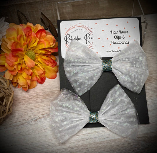183- White Dot Tulle Hairbows