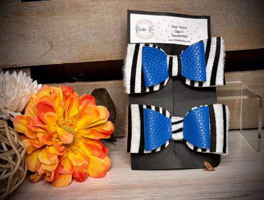 162- Blue & Zebra Hairbows