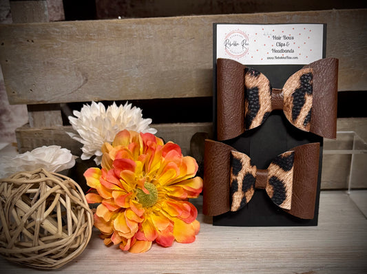 240- Double Brown & Leopard Hairbows