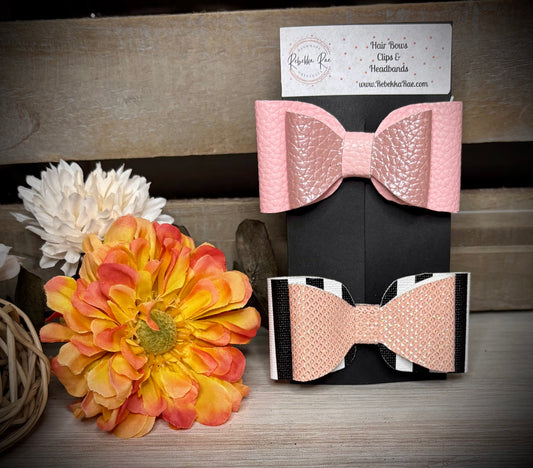 233- Light Pink & Blush/Striped Hairbows