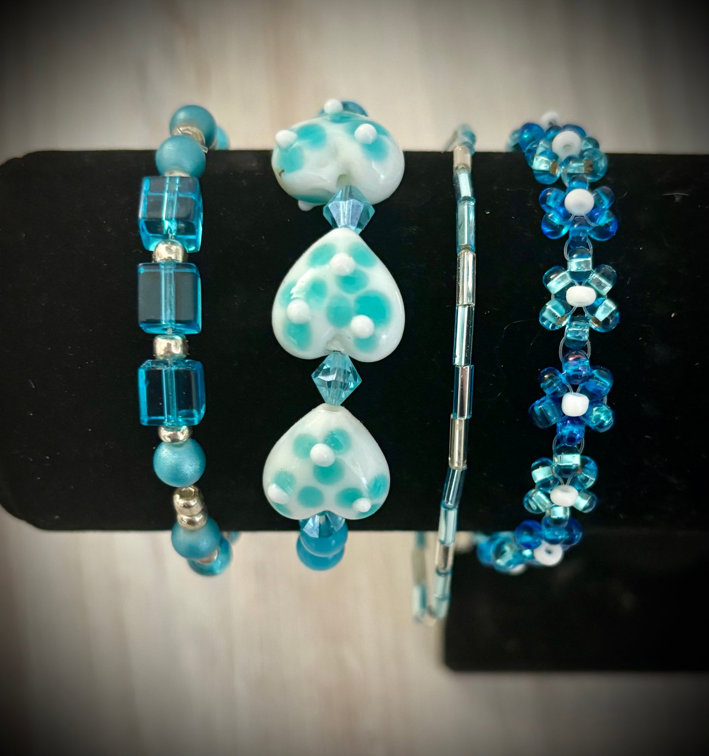 12- Blue Heart Bracelet Set