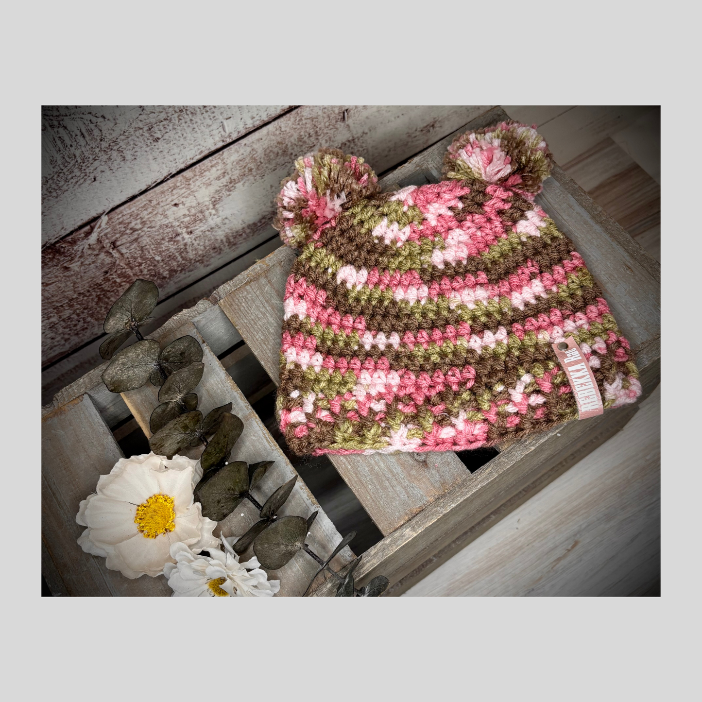 Toddler/Child Pink Camo Double Pom Hat